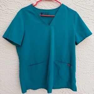 Figs Teal Scrub Top